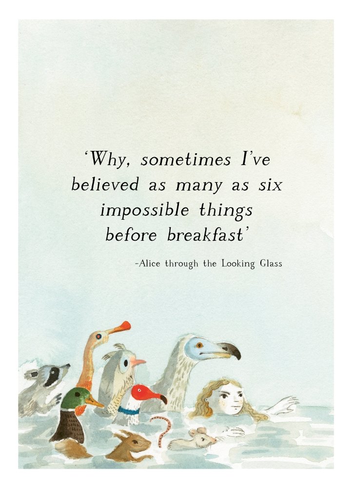 Print: Lauren O'Hara - Alice in Wonderland “Six Impossible Things Before Breakfast” - Tales for Tadpoles