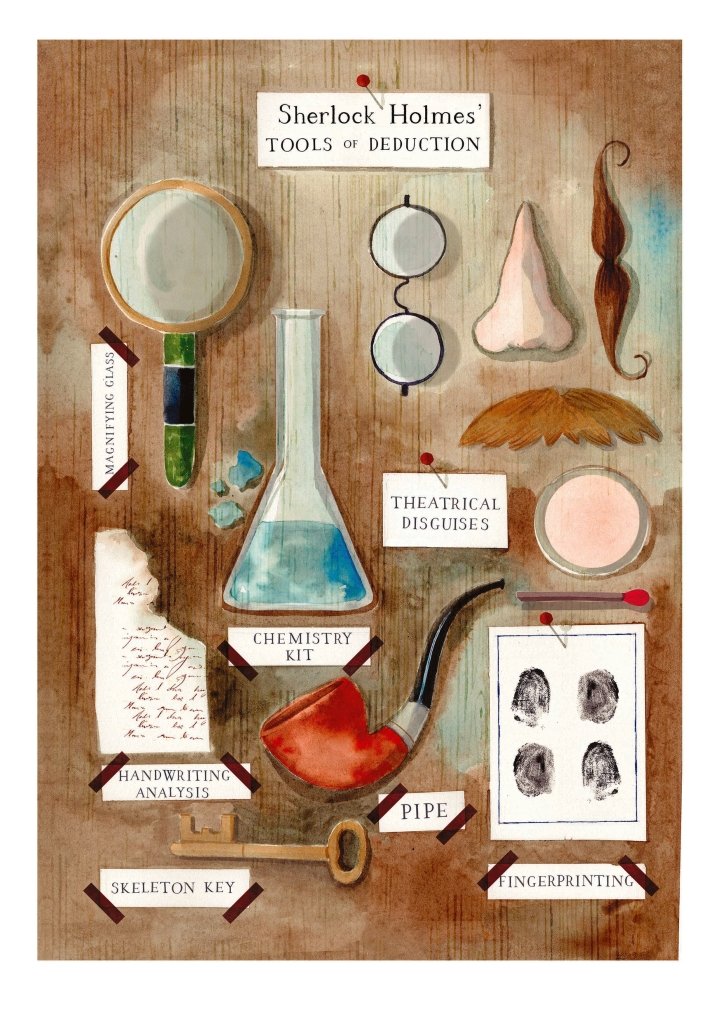 Print: Lauren O'Hara - Sherlock Holmes' "Tools of Deduction" - Tales for Tadpoles