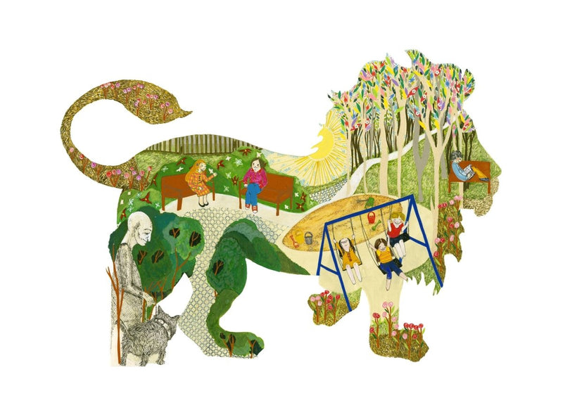 Print: Nessa Ryan - Lion/Playground (Large Rectangular) - Tales for Tadpoles