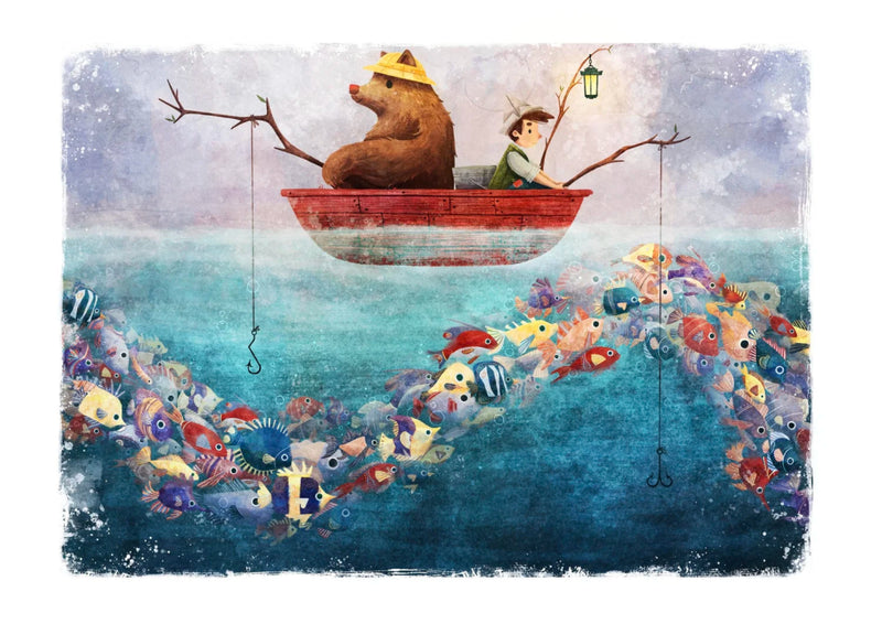 Print: Shannon Bergin - The Biggest Fish Gets that Way by Never Getting Caught - Tales for Tadpoles
