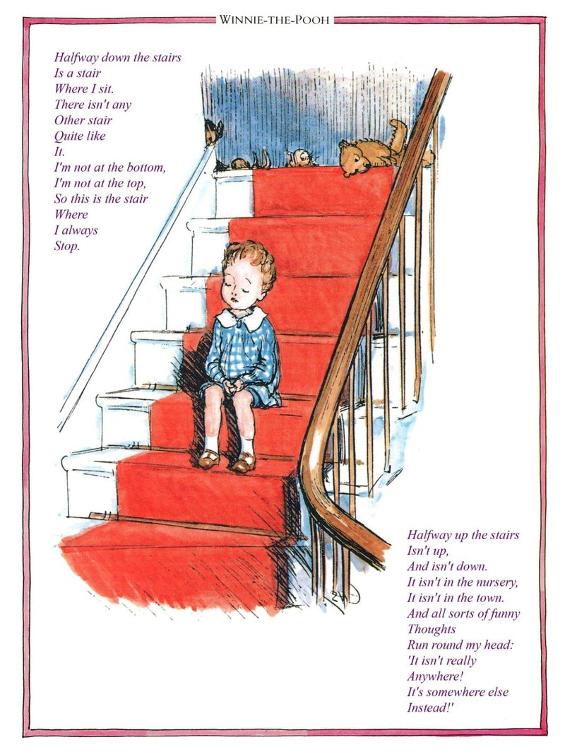 Print: Winnie the Pooh, Halfway Down (with poem) - Tales for Tadpoles