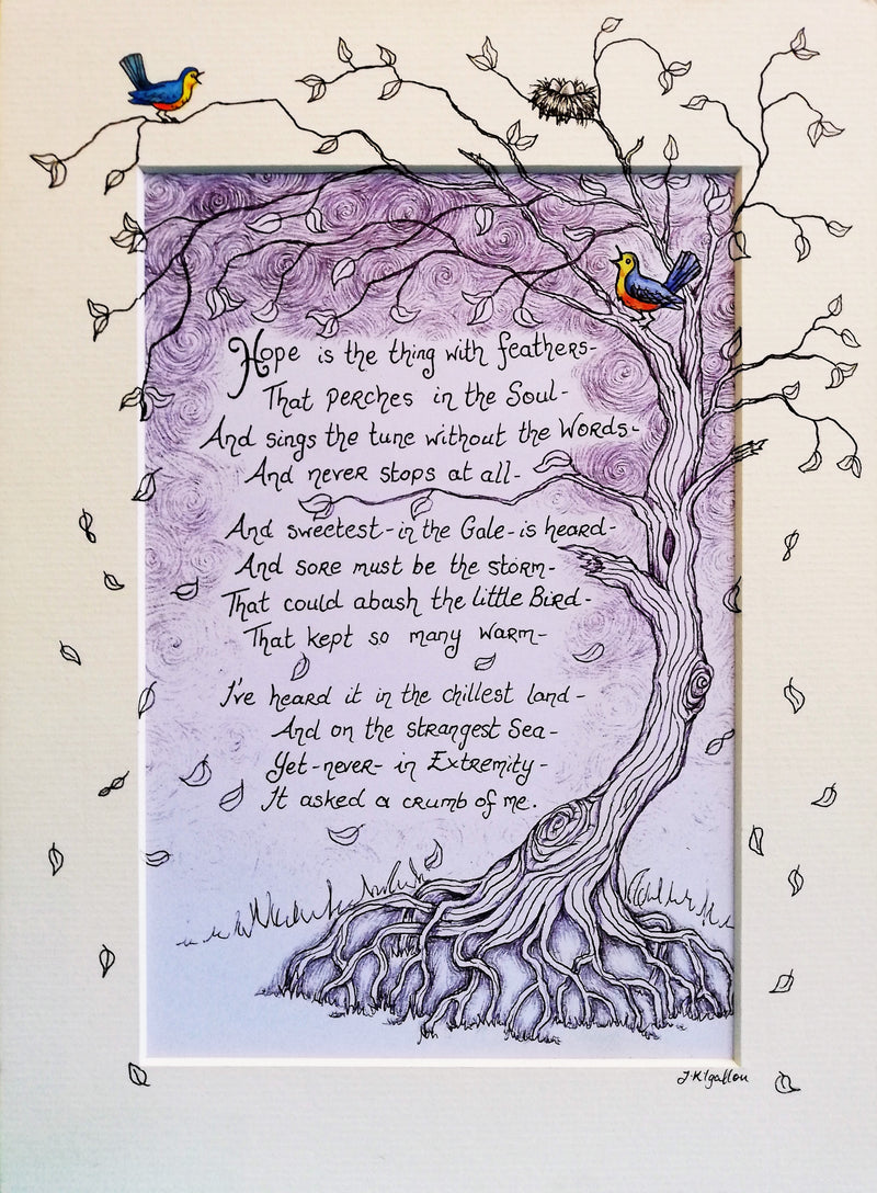 Hope is the Thing with Feathers Print by Jenni Kilgallon