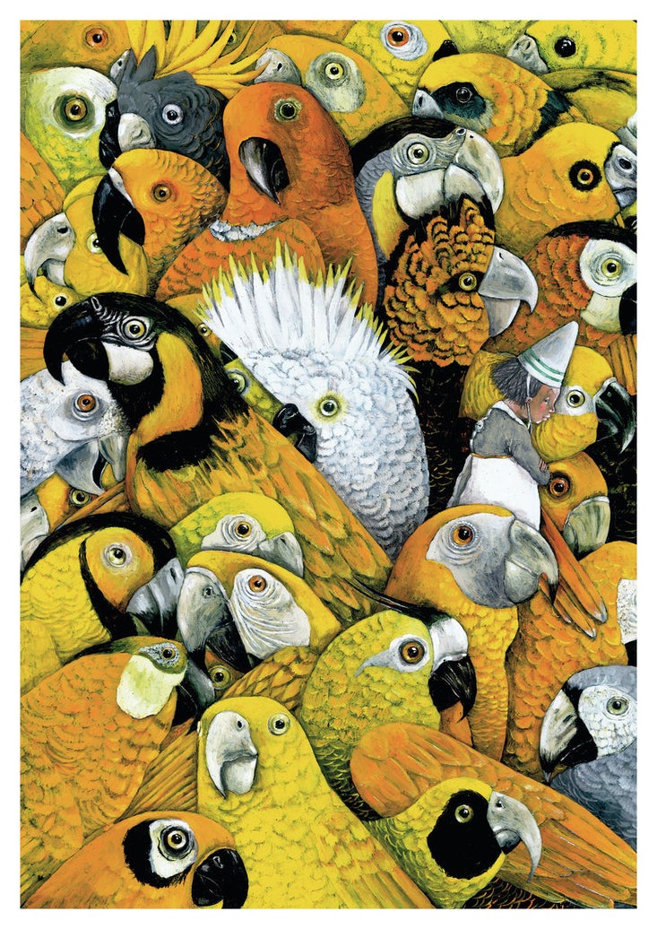 3 FOR 2! Print: Carll Cneut - The Golden Cage, Parrots (A2)