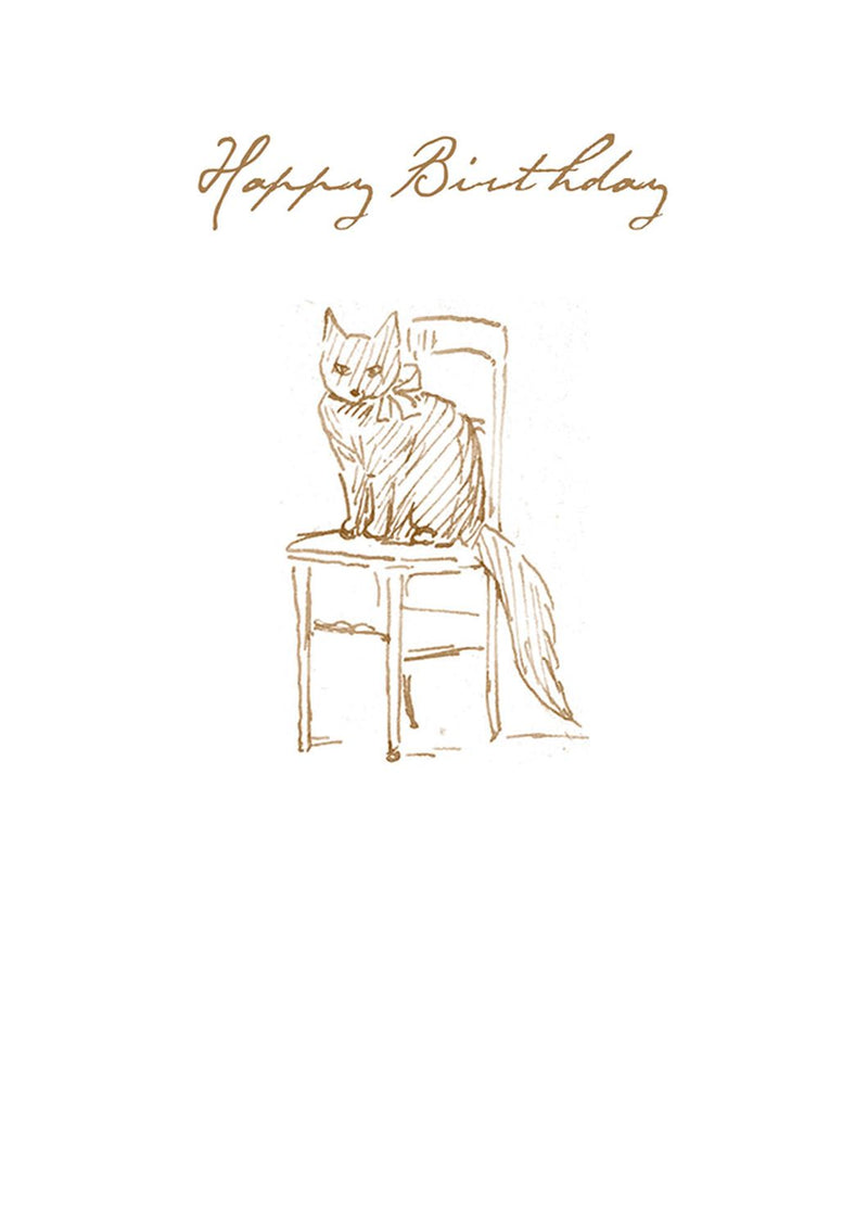 Greeting Card: Beatrix Potter - Sketch Cat Chair Birthday Blank