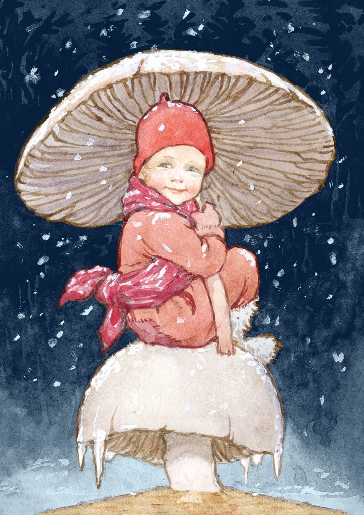 Christmas Card: Margaret Tarrant - Mushroom Fairy - Tales for Tadpoles