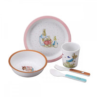 Melamine Eating Set, Peter Rabbit (Pink rim)