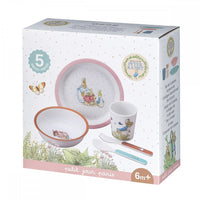 Melamine Eating Set, Peter Rabbit (Pink rim)